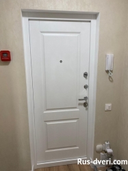 Фото  металлическая дверь с белой мдф панелью